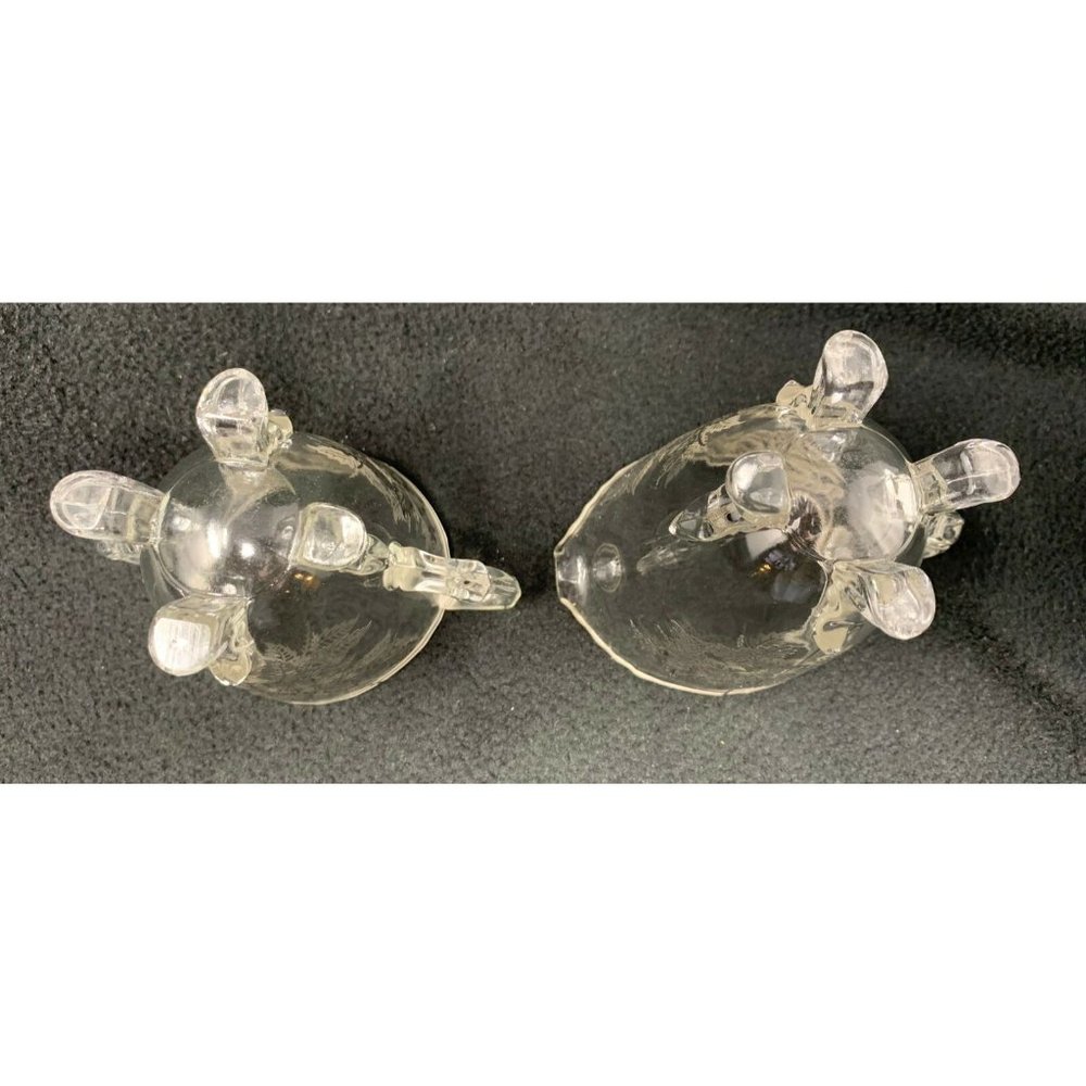 VIKING GLASS #42  Four Toed Open Sugar & Creamer SILVER CITY Springtime Overlay - Picture 10 of 10